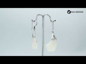 Wholesale Sterling Silver Mother Of Pearl Wave Edge Drop Earrings Handcrafted In Bali