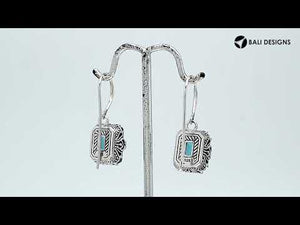 Wholesale Sterling Silver Drop Earrings With London Blue Topaz Quartz And Engraved Balinese Detailing