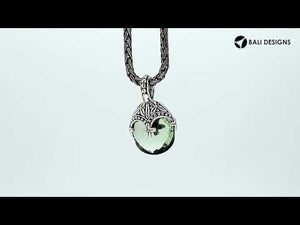 Sterling silver London blue topaz quartz heart pendant with ornate Balinese handcrafted detailing