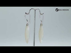 Sterling Silver Leaf Earrings With Mother Of Pearl
