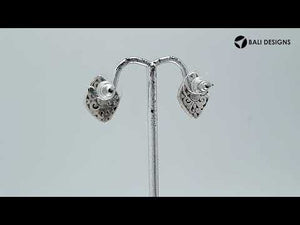 Wholesale Sterling Silver Marquise Garnet Quartz Stud Earrings With Bali Scroll Detailing Handcrafted In Bali