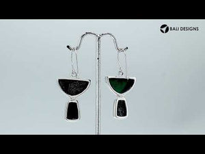 Sterling Silver Abalone Shell Half Moon Tapered Drop Designer Earrings Wholesale