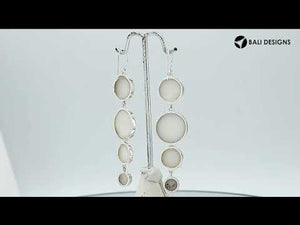 Sterling Silver Mother Of Pearl Tiered Multi-Circle Drop Earrings
