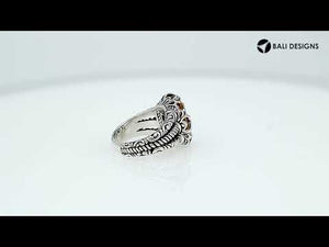 Sterling Silver Citrine Quartz Emerald Cut Rope Design Heritage Ring With Balinese Craft Detailing.