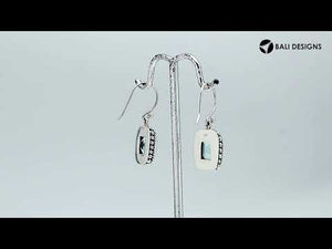 Smokey Quartz silver cushion earrings with beaded frame