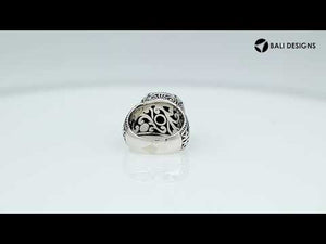 Sterling Silver Round Shape Black Onyx Ring With Detailed Balinese Carving