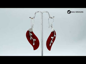 Wholesale Sterling Silver Abalone Shell Leaf Vine Drop Earrings Handcrafted In Bali