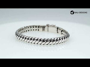 Sterling Silver 8x4MM Bali Woven Bracelet with Box Clasp wholesale jewelry