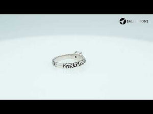 Bulk sterling silver filigree rings with round amethyst quartz, handcrafted Balinese design, 925 silver wholesale jewelry supply.