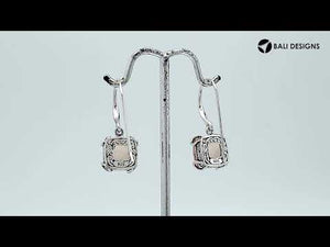 Sterling Silver Round Morganite Quartz Earrings With Sculpted Scroll Prongs Handcrafted In Bali