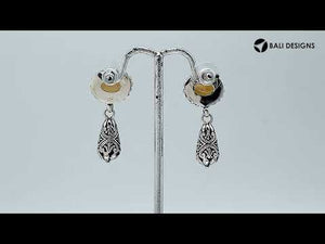 Sterling Silver Citrine Quartz Drop Earrings With Ornate Filigree Design For Wholesale Collections