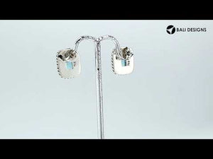 Sterling Silver Oval Cushion Stud Earrings With Blue Topaz Quartz