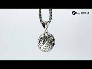 Wholesale sterling silver Yin Yang pendant with peridot, citrine, blue topaz, and amethyst quartz.