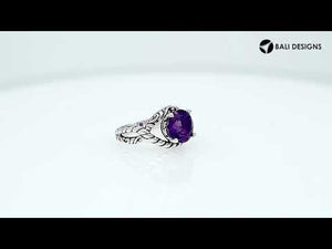 Sterling Silver Amethyst Quartz Rope Design Heritage Ring With Balinese Craft Detailing.