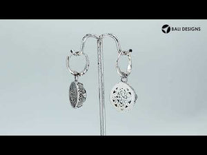 Wholesale sterling silver round Blue Topaz Quartz earrings with ornate handcrafted detailing