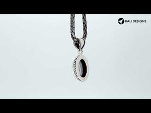 Sterling Silver Mystic Topaz Quartz Oval Pendant with rainbow effect handcrafted in Bali