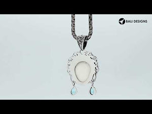 Sterling Silver Amethyst Quartz Bone Face Pendant With Ornate Balinese Filigree.