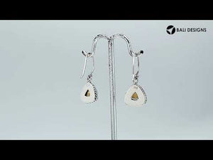 Citrine Quartz triangle silver earrings