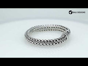 Sterling Silver & 18K Gold Bali Wheat Chain Bracelet With Swirl Pattern Dual-Tone Clasp And Handcrafted Balinese Detailing