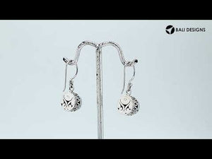 Sterling Silver Smoky Quartz round earrings handcrafted in Bali with detailed Balinese carvings and dual finish.