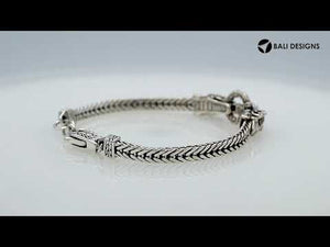 925 Sterling Silver Balinese Dragon Chain Bracelet With Lobster Lock On White Background