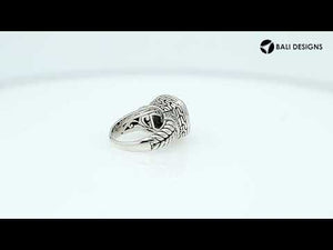 Wholesale Mystic Topaz Quartz And Cubic Zirconia ring in 925 sterling silver with cushion-cut rainbow stone and Balinese band detailing.