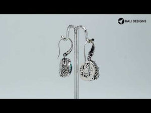 Sterling silver Blue Topaz Quartz earrings with floral detailing and earwire lock for wholesale jewelry collections.
