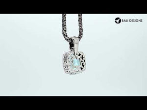 Sterling Silver pendant with cushion-cut Black Onyx and Cubic Zirconia accents