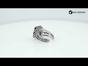 Sterling Silver Amethyst Quartz Emerald Cut Rope Design Heritage Ring With Balinese Craft Detailing.