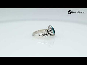 Wholesale Sterling Silver London Blue Topaz Quartz faceted women’s ring with Balinese swirl design