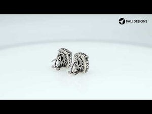 Wholesale sterling silver cushion-style earrings with Mystic Quartz and handcrafted detailing.