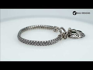 Wholesale Sterling Silver Woven Bracelet With Peridot Quartz Heart Medallion