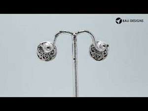 Wholesale Sterling Silver Round Amethyst Quartz Stud Earrings With Bali Rope Bezel Handcrafted In Bali