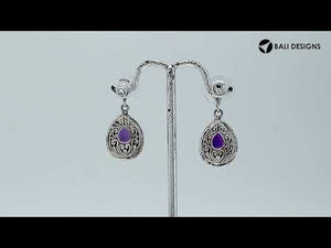 Sterling Silver Teardrop Earrings With Amethyst Quartz