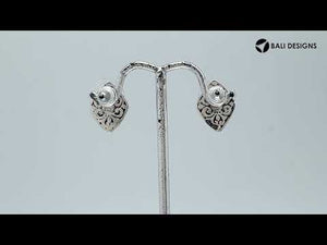 Wholesale Sterling Silver Marquise Peridot Quartz Stud Earrings With Bali Scroll Detailing Handcrafted In Bali