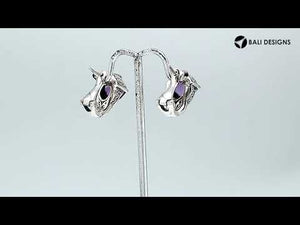 Wholesale sterling silver Amethyst Quartz and Cubic Zirconia earrings with handcrafted detailing