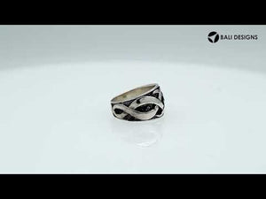 Sterling Silver Interwoven Oxidized Dome Ring For Wholesale Jewelry Buyers.