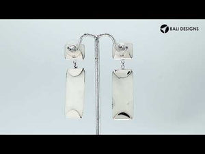 Mother Of Pearl sterling silver linear drop earrings