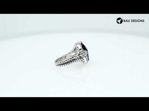 Sterling Silver Amethyst Quartz Oval Rope Design Heritage Ring With Balinese Craft Detailing.