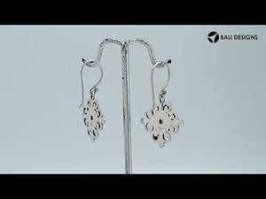 Silver Cross Earrings With Citrine Quartz Stone