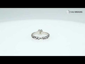 Bulk sterling silver filigree rings with round Citrine Quartz, handcrafted Balinese design, 925 silver wholesale jewelry supply.