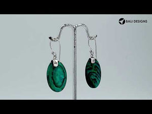 Wholesale sterling silver oval earrings with Abalone Shell and Balinese silver detailing, handcrafted in Bali.