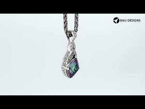 Sterling Silver Leaf Design Amethyst Quartz And Cubic Zirconia Pendant