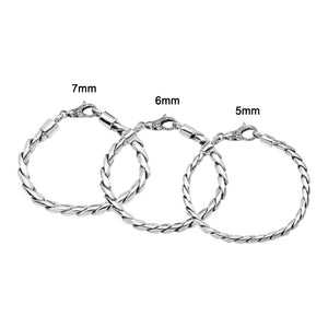 Sterling Silver Bali Handcrafted Solid Link Chain Bracelet With Secure Lobster Lock.