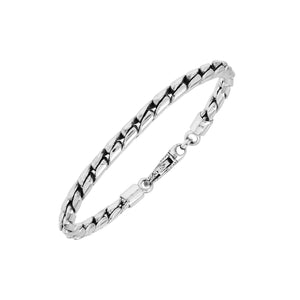 Sterling Silver Bali Handcrafted Solid Link Chain Bracelet With Secure Lobster Lock.