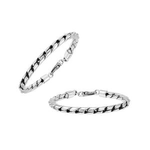 Sterling Silver Bali Handcrafted Heavy Link Chain Bracelet With Secure Lobster Lock.