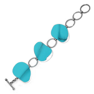 Wholesale Sterling Silver Bracelet With Organic Turquoise Shell Link Design