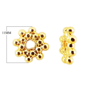 18K gold overlay round beaded spacer component handcrafted in India for wholesale jewelry making