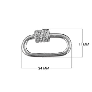 Silver overlay carabiner lock over copper with cubic zirconia handcrafted in India for wholesale jewelry