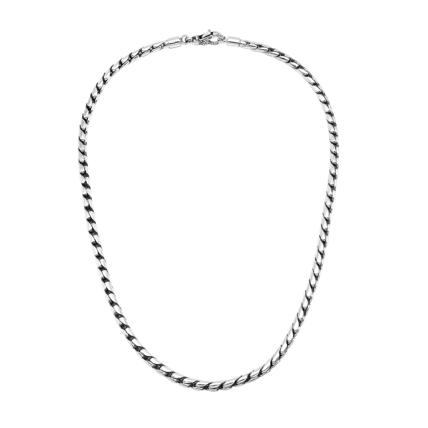 Sterling Silver Bali Hand Crafted Heavy 5MM Chain Necklace Lobster Clasp